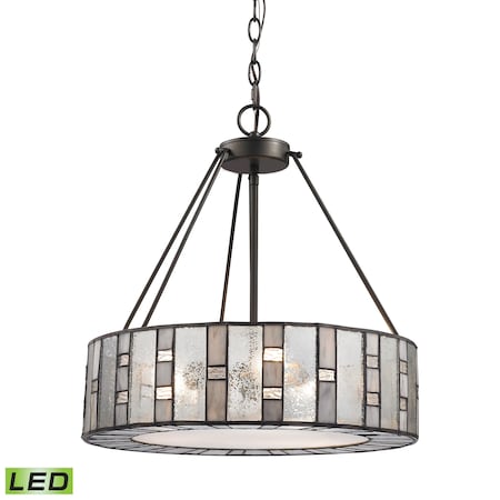 Ethan 3-Lght Chandelier Tiffany Brnz W/Rippled/Art/Mercury Glss